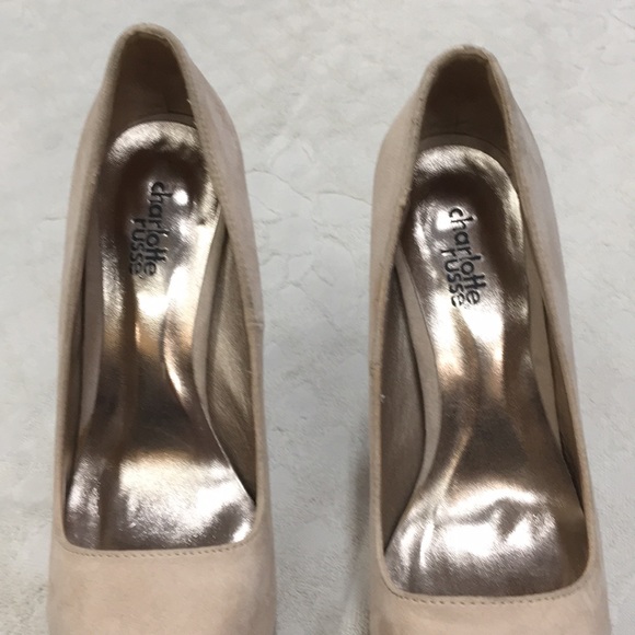 NWOT! Nude Suede Cushioned Stiletto High Heels - Picture 5 of 8